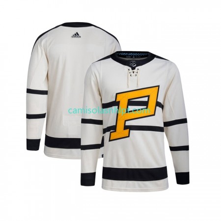 Camiseta Pittsburgh Penguins Blank Adidas 2023 Winter Classic Branco Authentic - Homem